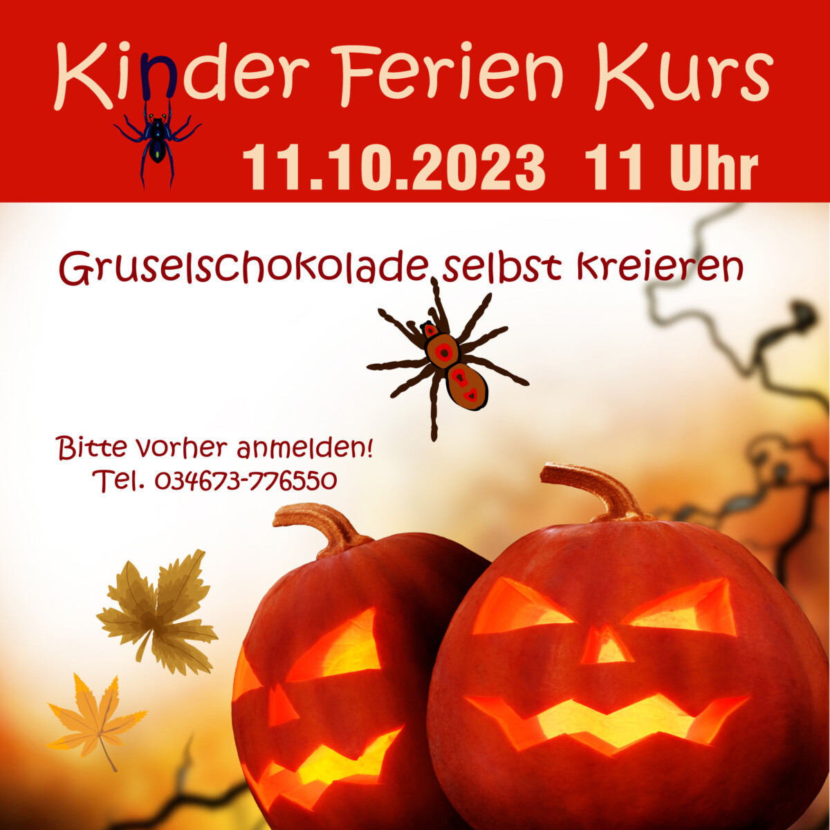 Grafik für Kinder Halloween Kurs 11.10.2023 Goethe-Chocolaterie